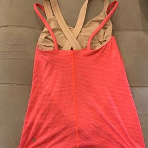 Neon Pink with tan bra lululemon tank size 2